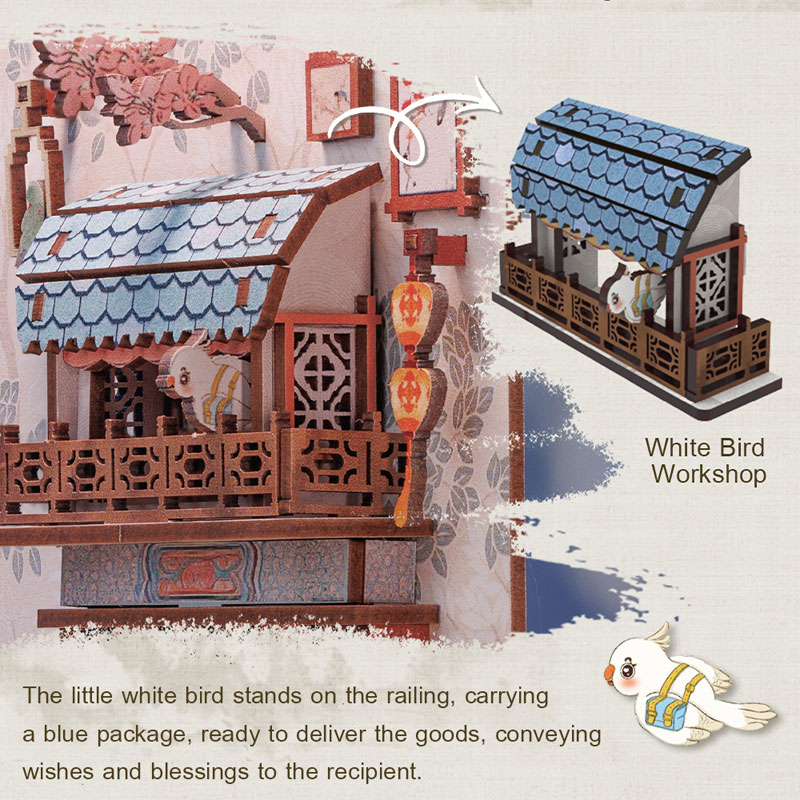 Cutebee Miniature Dollhouse Azure Phoenix Lodge Wooden Diy Kit