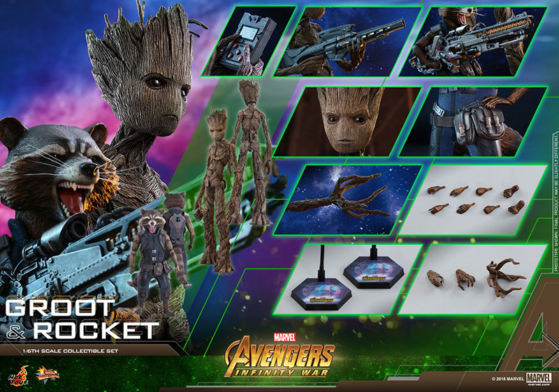 Movie Masterpiece Avengers: Infinity War 1/6 Scale Figure Groot & Rocket