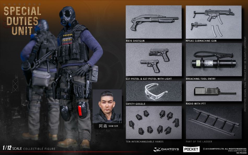 DAMTOYS : 1/12 POCKET ELITE SERIES: HONGKONG SDU (SAM SIR)