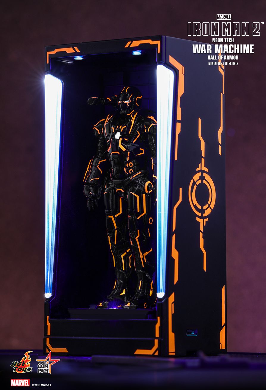 IRON MAN 2 NEON TECH WAR MACHINE HALL OF ARMOR MINIATURE COLLECTIBLE MMS COMPACT SERIES (Hot Toys)
