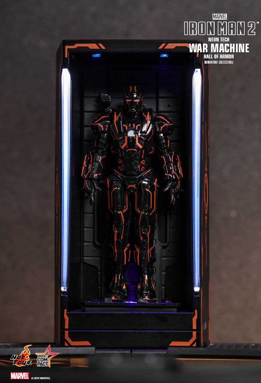 IRON MAN 2 NEON TECH WAR MACHINE HALL OF ARMOR MINIATURE COLLECTIBLE MMS COMPACT SERIES (Hot Toys)
