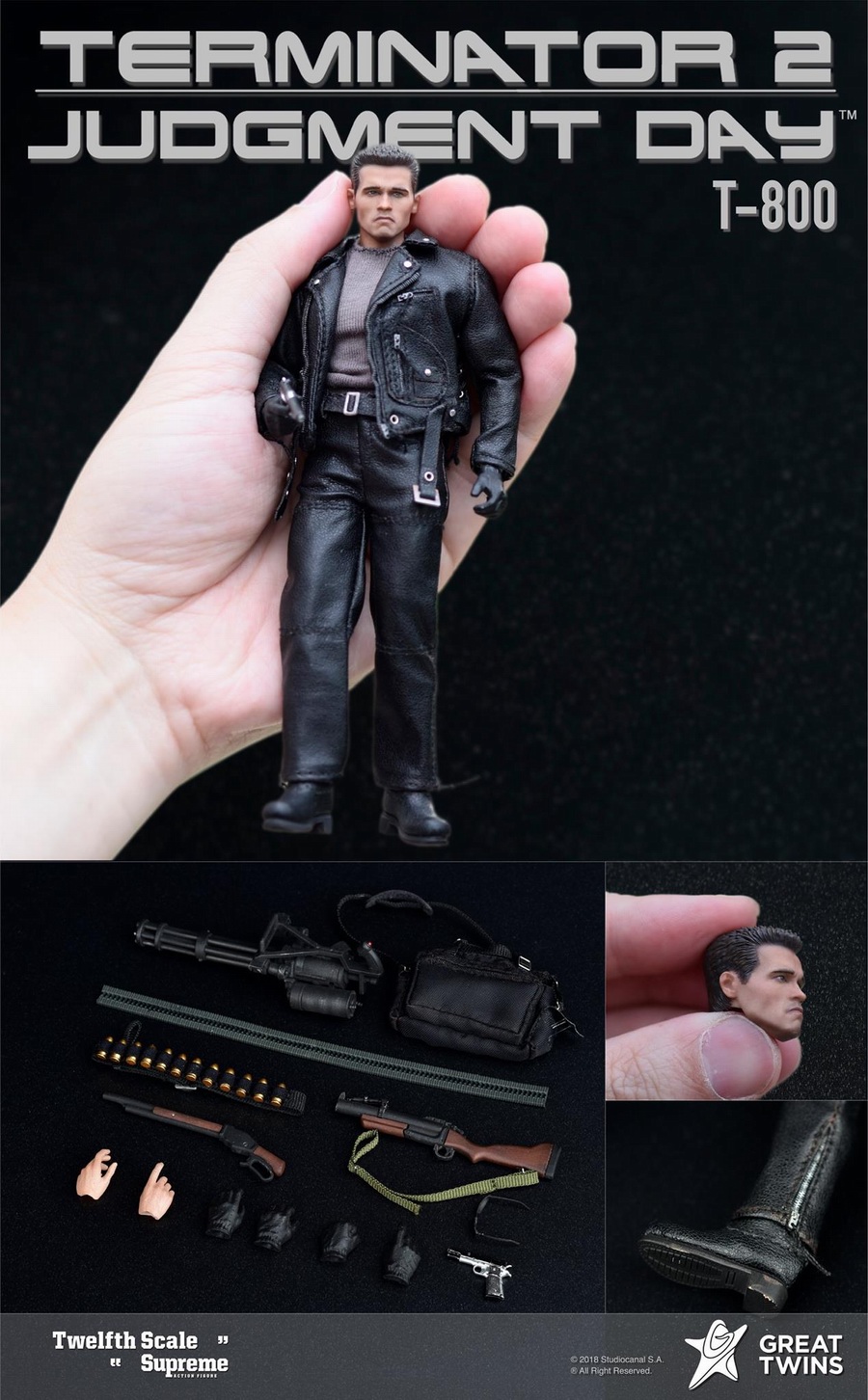 GREAT TWINS TERMINATOR 2: JUDGEMENT DAY T800 1/12 SCALE