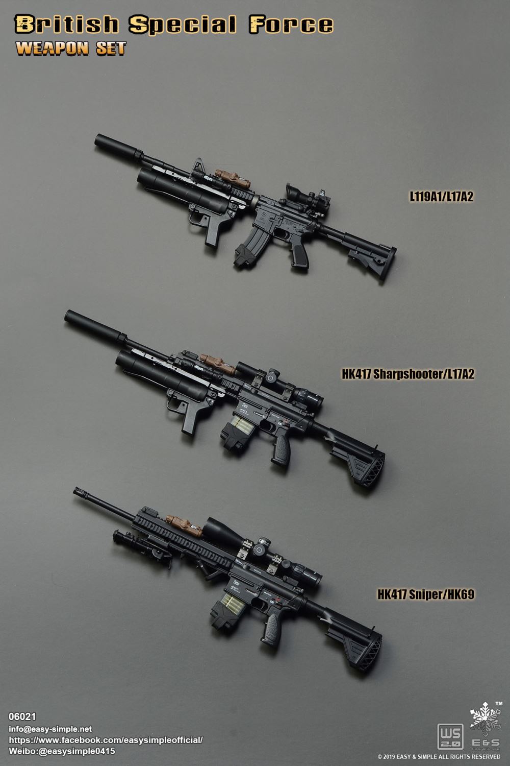Easy & Simple : 1/6 British SF Weapon Set three optional