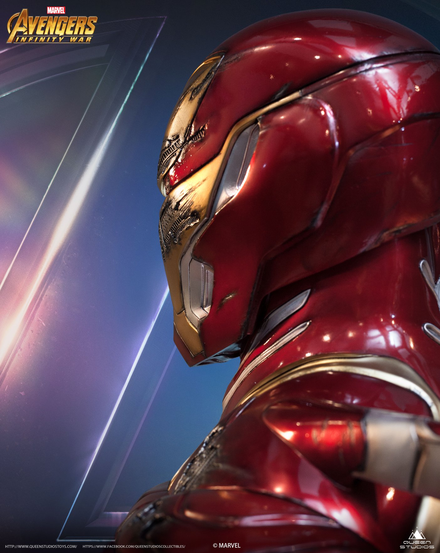 Queen Studios Collectibles: 1/1 Iron Man MK50 Bust Battle Damaged