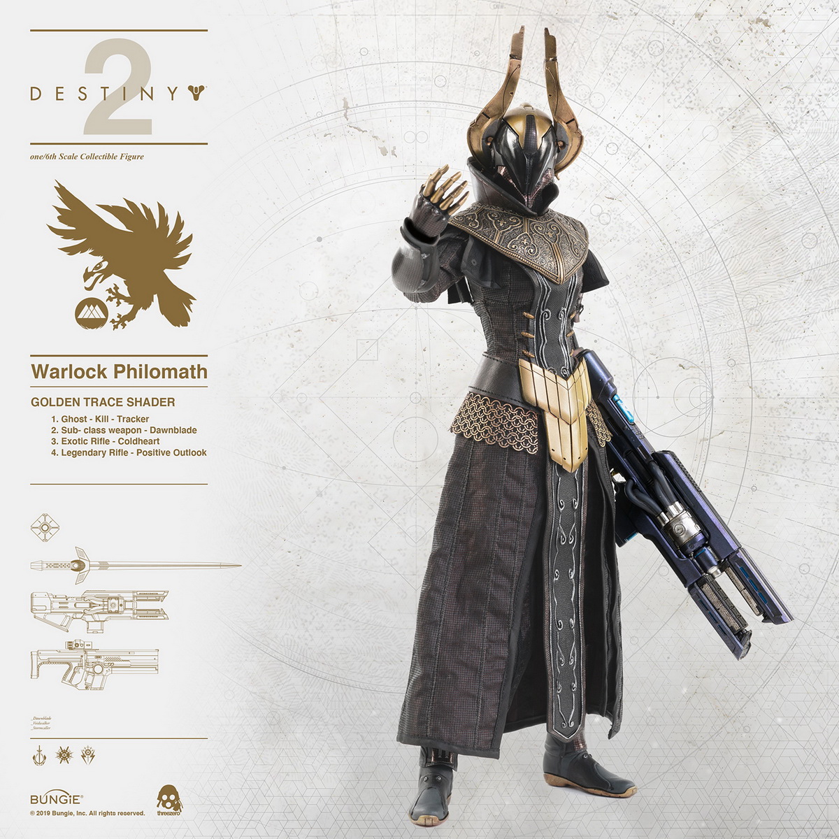 Threezero : Destiny 2 Warlock Philomath GOLDEN TRACE color matching