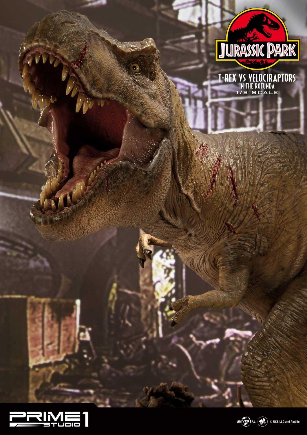 T-REX VS Velociraptors in the Rotunda (Jurassic Park) Prime1Studio