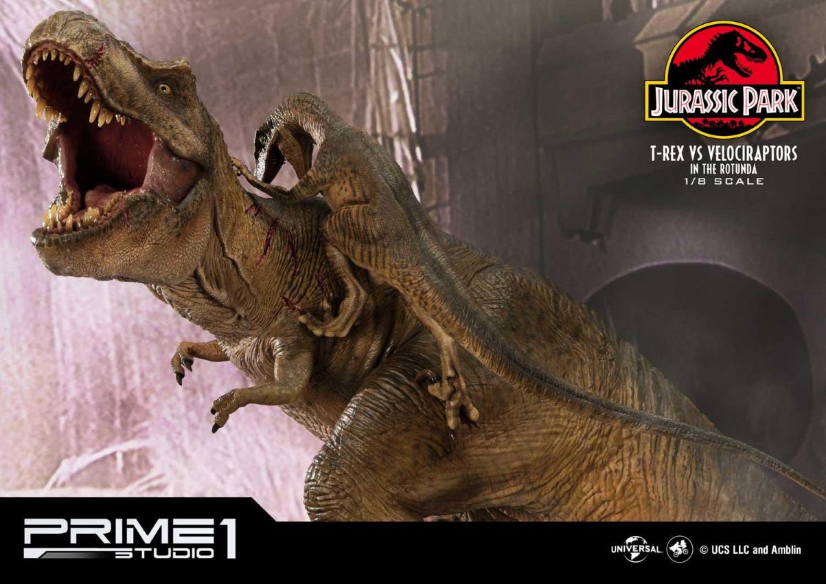 T-REX VS Velociraptors in the Rotunda (Jurassic Park) Prime1Studio