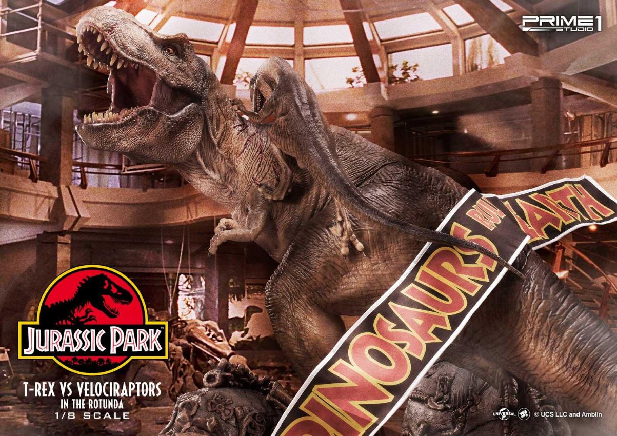 T-REX VS Velociraptors in the Rotunda (Jurassic Park) Prime1Studio