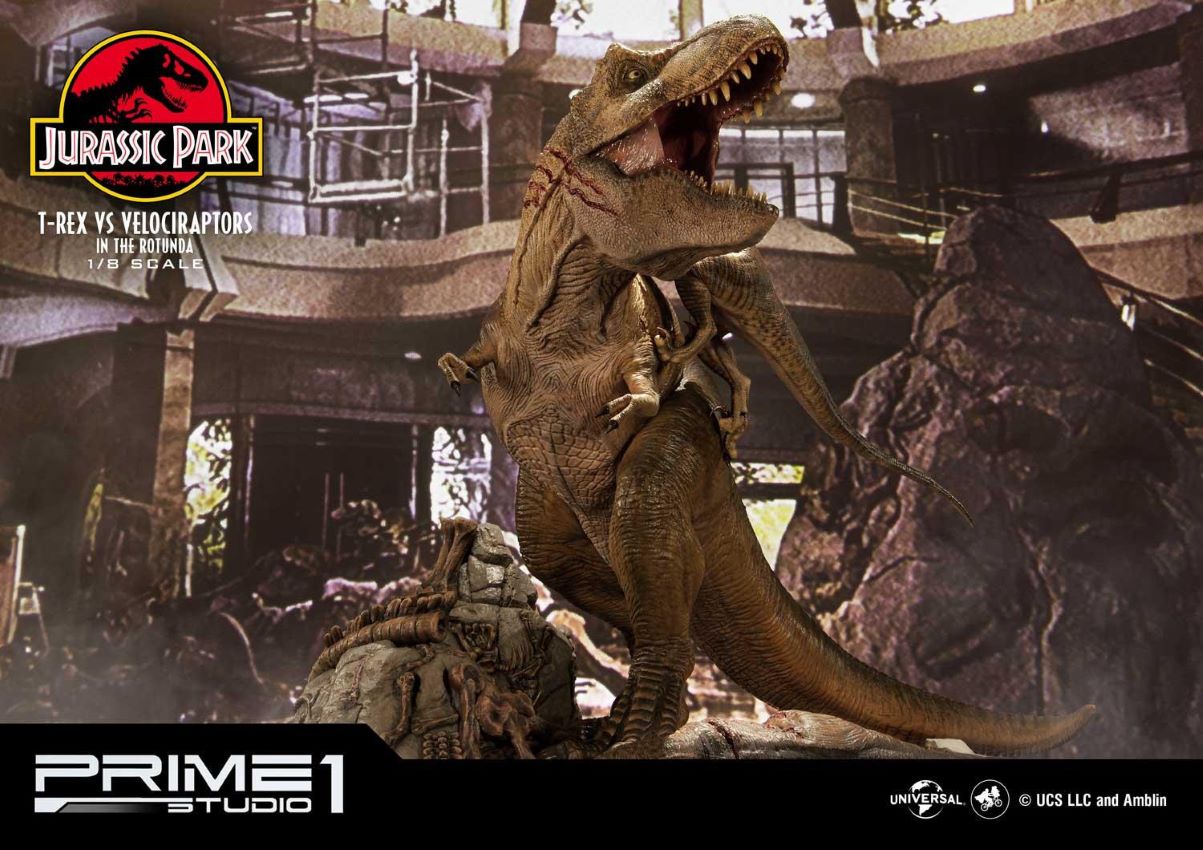 T-REX VS Velociraptors in the Rotunda (Jurassic Park) Prime1Studio