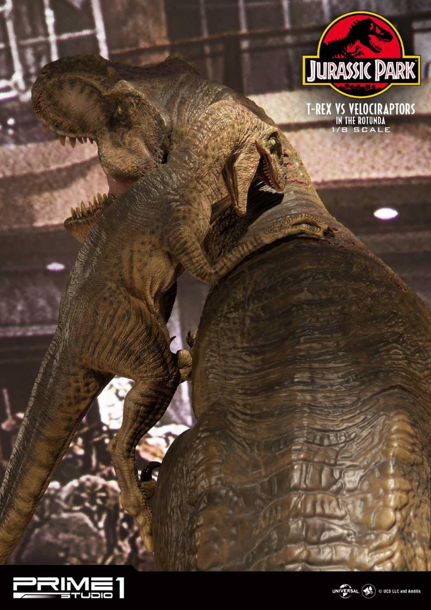 T-REX VS Velociraptors in the Rotunda (Jurassic Park) Prime1Studio