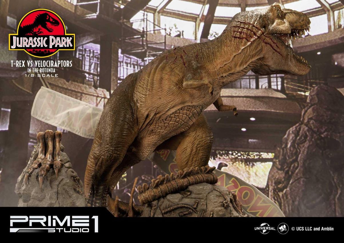 T-REX VS Velociraptors in the Rotunda (Jurassic Park) Prime1Studio