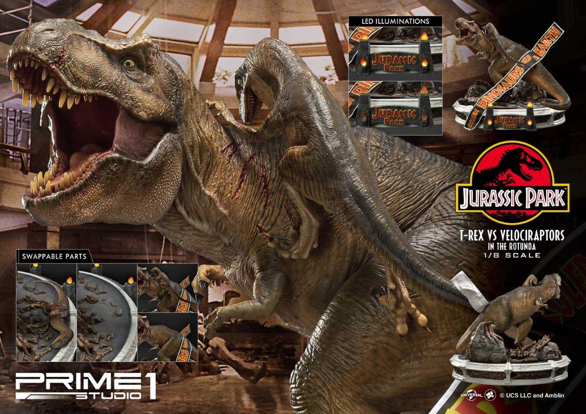T-REX VS Velociraptors in the Rotunda (Jurassic Park) Prime1Studio