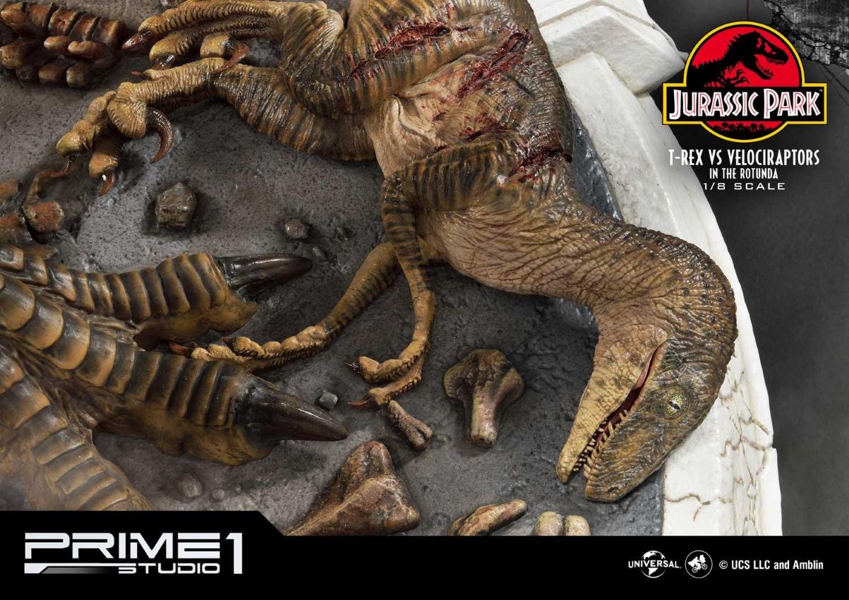 T-REX VS Velociraptors in the Rotunda (Jurassic Park) Prime1Studio