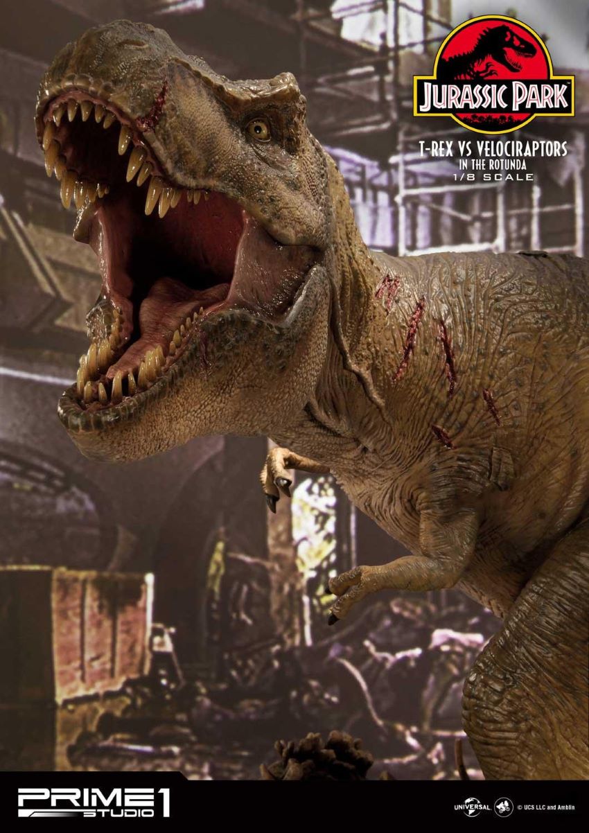 T-REX VS Velociraptors in the Rotunda (Jurassic Park) Prime1Studio