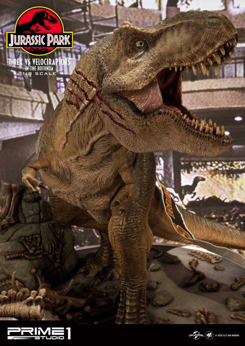 T-REX VS Velociraptors in the Rotunda (Jurassic Park) Prime1Studio