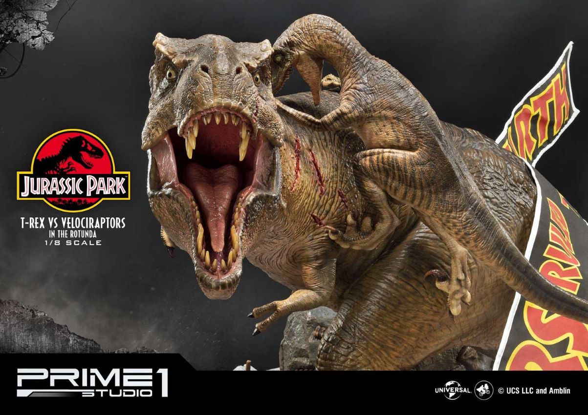 T-REX VS Velociraptors in the Rotunda (Jurassic Park) Prime1Studio