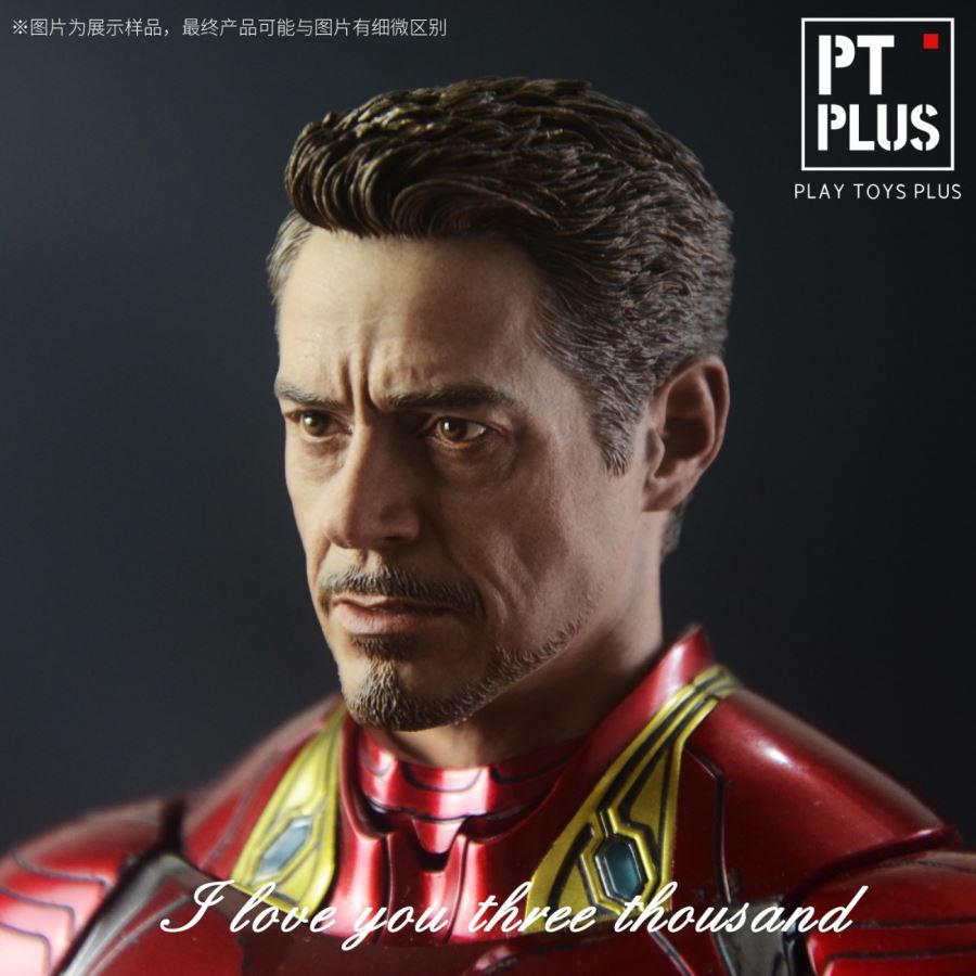 1/6 Art Custom Head Carving Love You 3000 Iron Man Head Carving