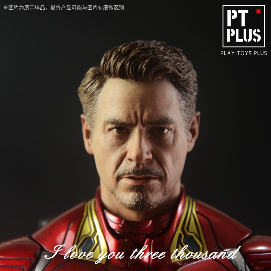1/6 Art Custom Head Carving Love You 3000 Iron Man Head Carving