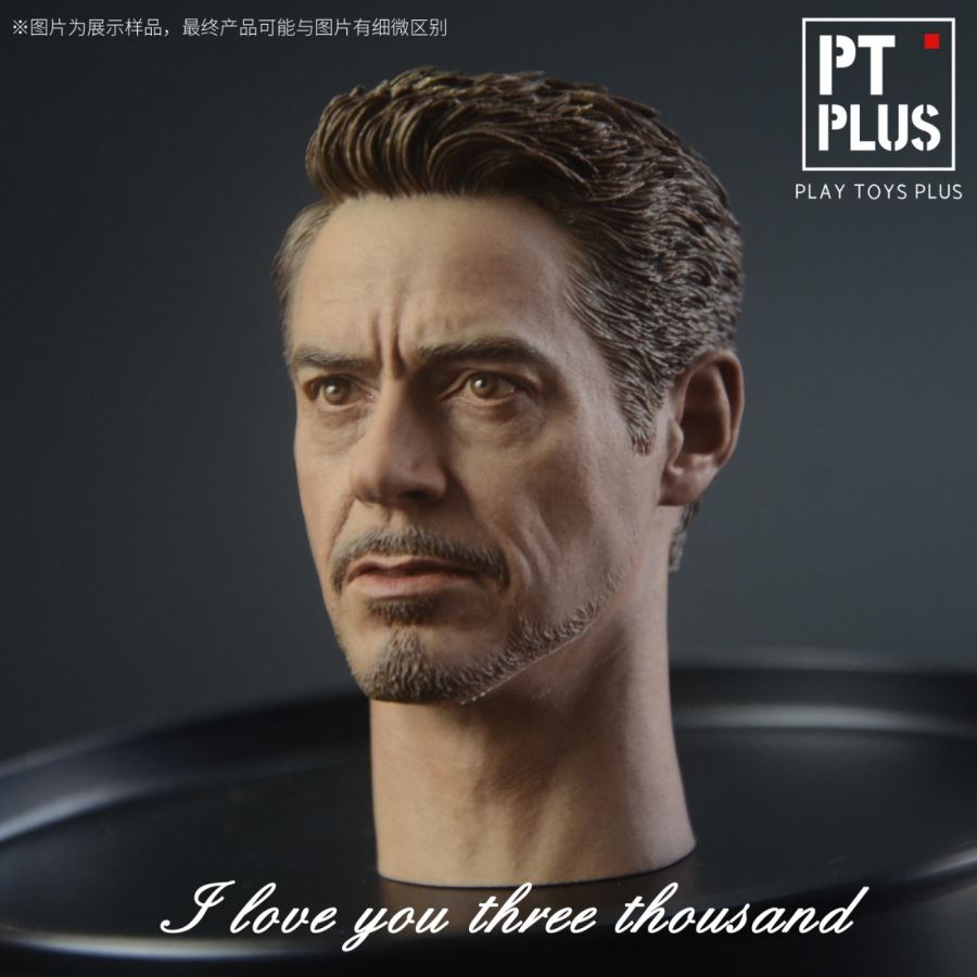 1/6 Art Custom Head Carving Love You 3000 Iron Man Head Carving
