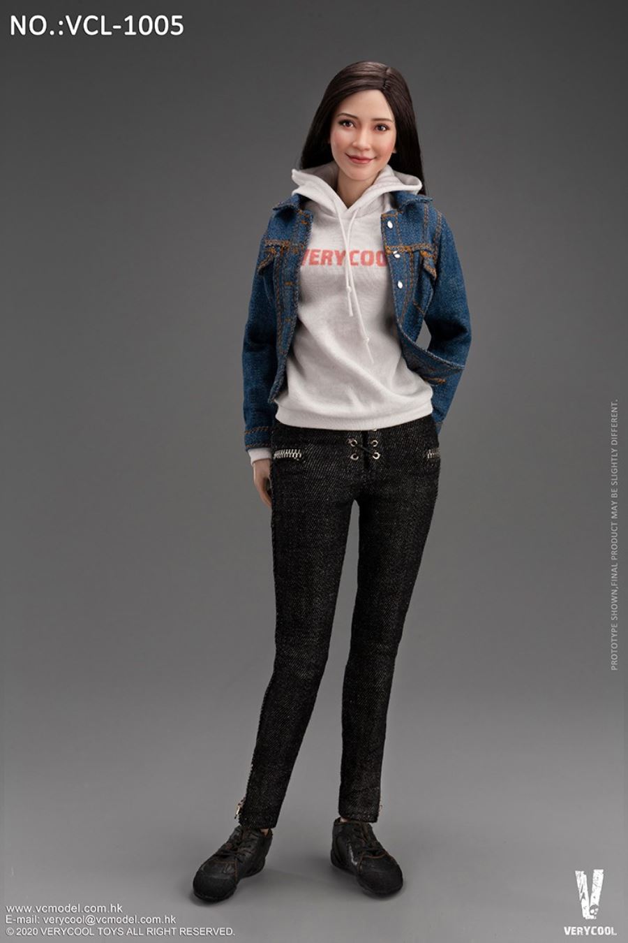 1/6 Asian vitality beauty head carving body suit FX10 & denim casual wear suit VCL-1005