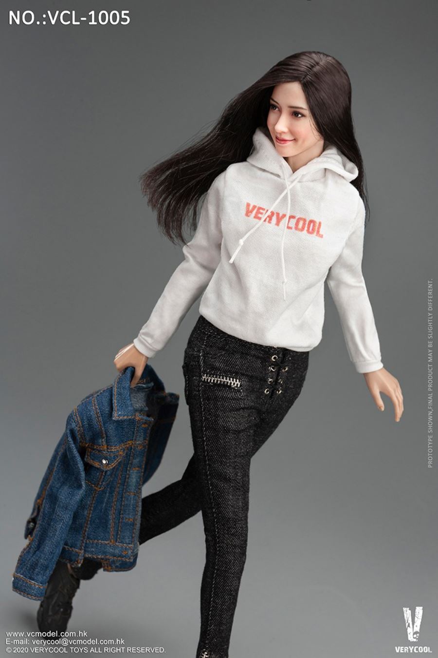 1/6 Asian vitality beauty head carving body suit FX10 & denim casual wear suit VCL-1005