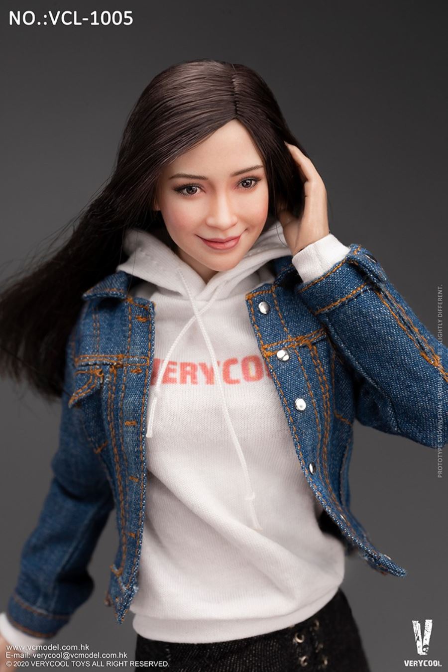 1/6 Asian vitality beauty head carving body suit FX10 & denim casual wear suit VCL-1005