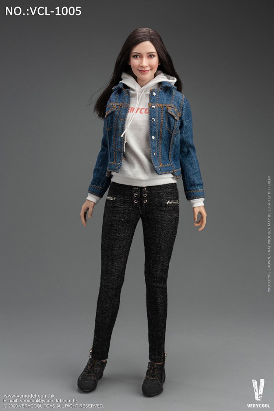 1/6 Asian vitality beauty head carving body suit FX10 & denim casual wear suit VCL-1005
