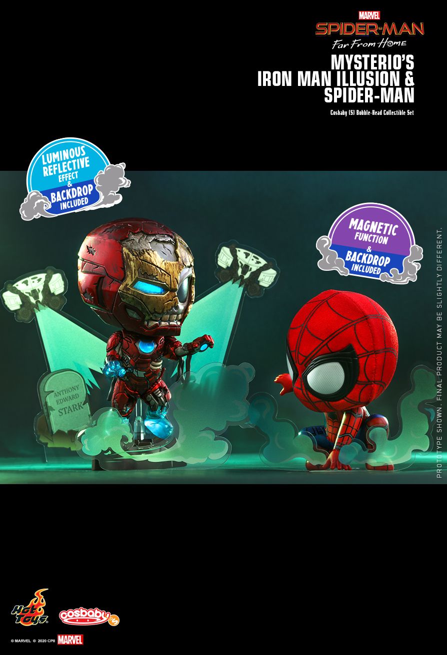 SPIDER-MAN: FAR FROM HOME MYSTERIO’S IRON MAN ILLUSION AND SPIDER-MAN COSBABY