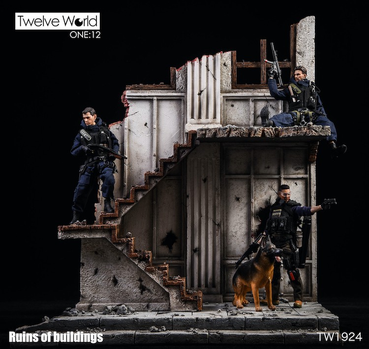 1/12 TW1924 battle damage building scene platform