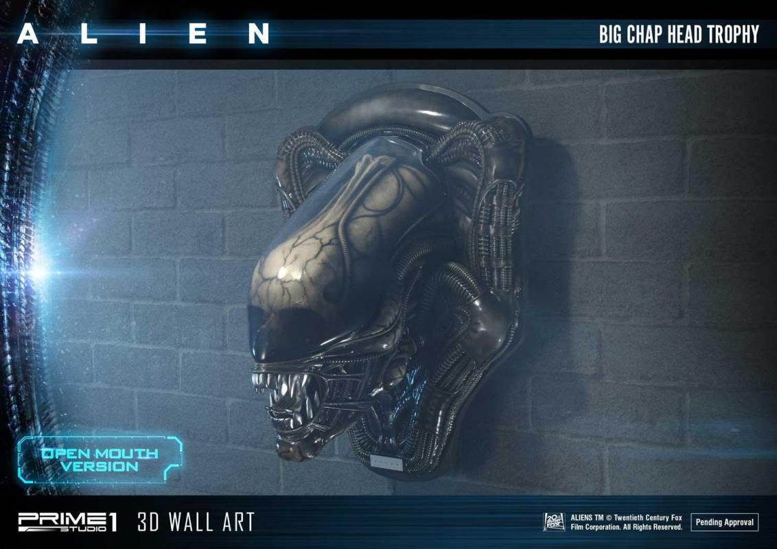 Alien Big Chap Head Trophy 3D Wall ArtOpen Mouth Version