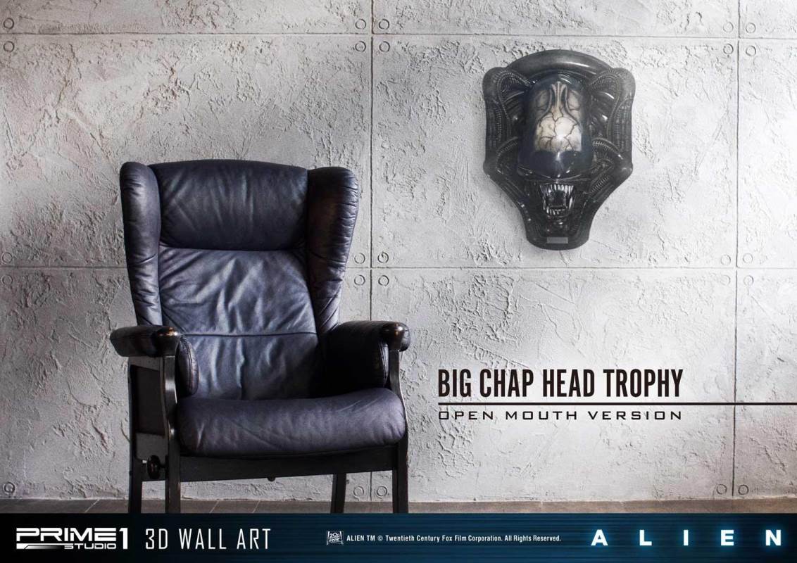 Alien Big Chap Head Trophy 3D Wall ArtOpen Mouth Version