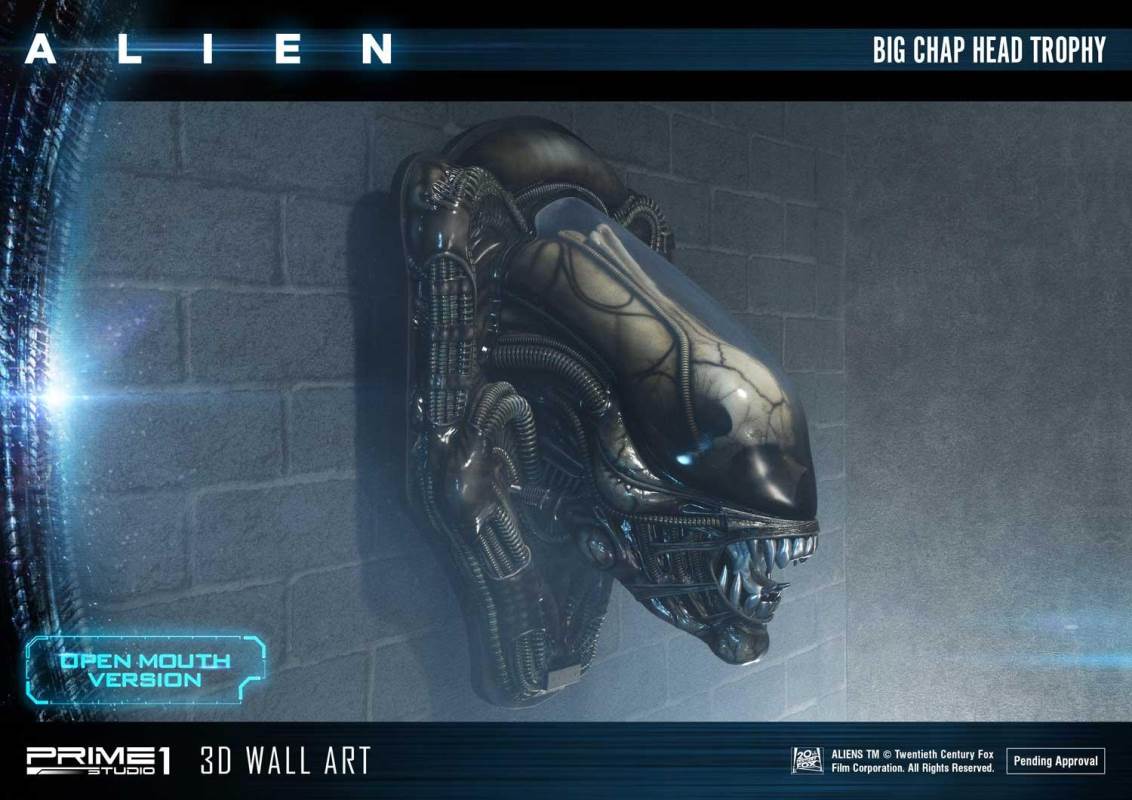 Alien Big Chap Head Trophy 3D Wall ArtOpen Mouth Version
