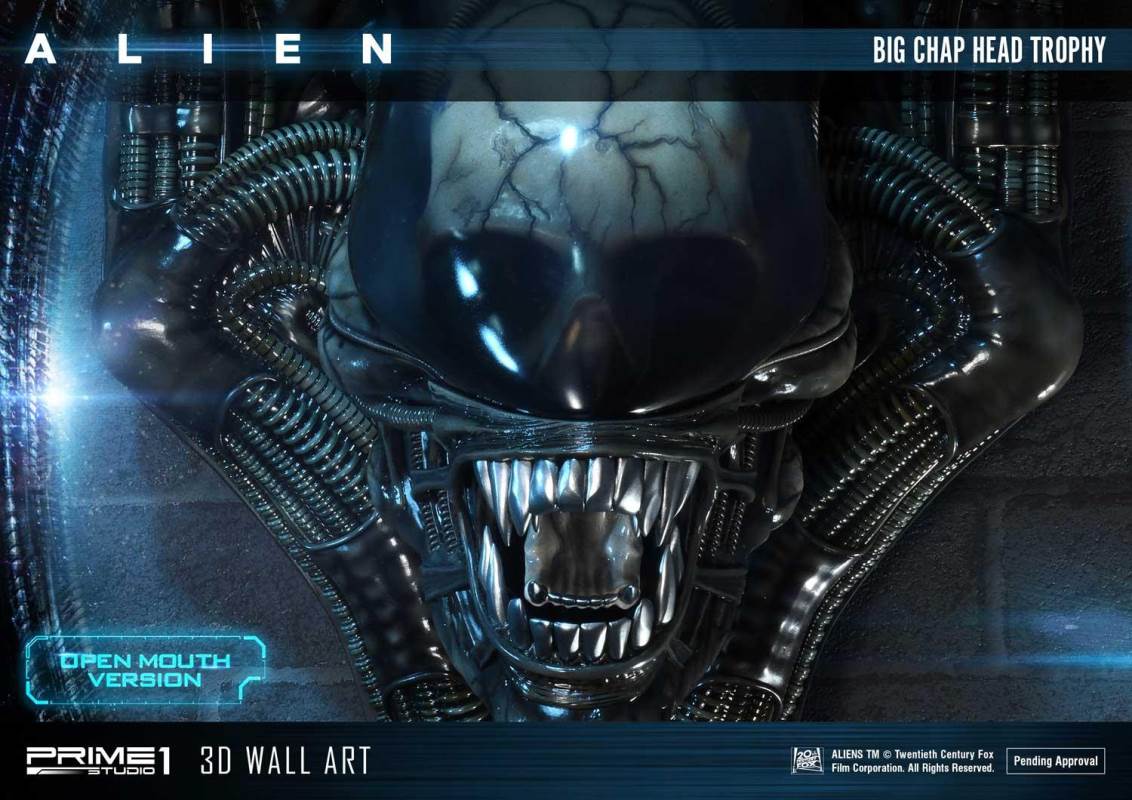 Alien Big Chap Head Trophy 3D Wall ArtOpen Mouth Version