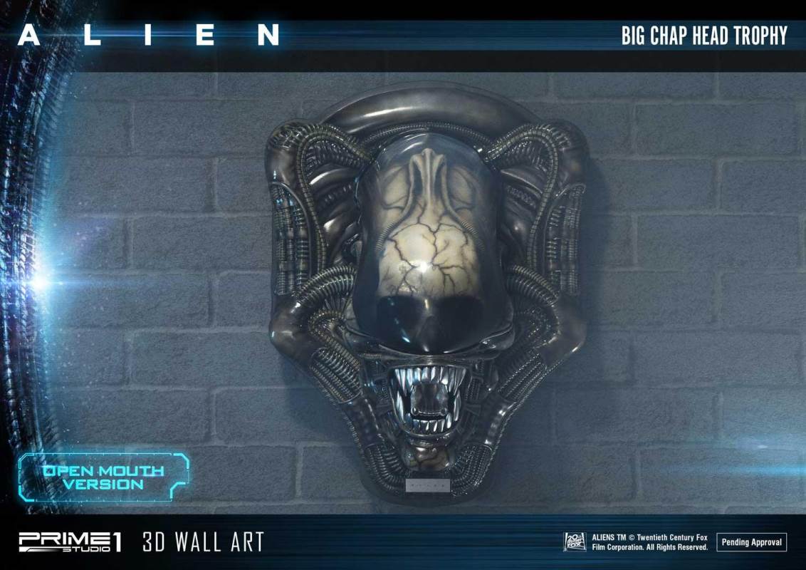 Alien Big Chap Head Trophy 3D Wall ArtOpen Mouth Version