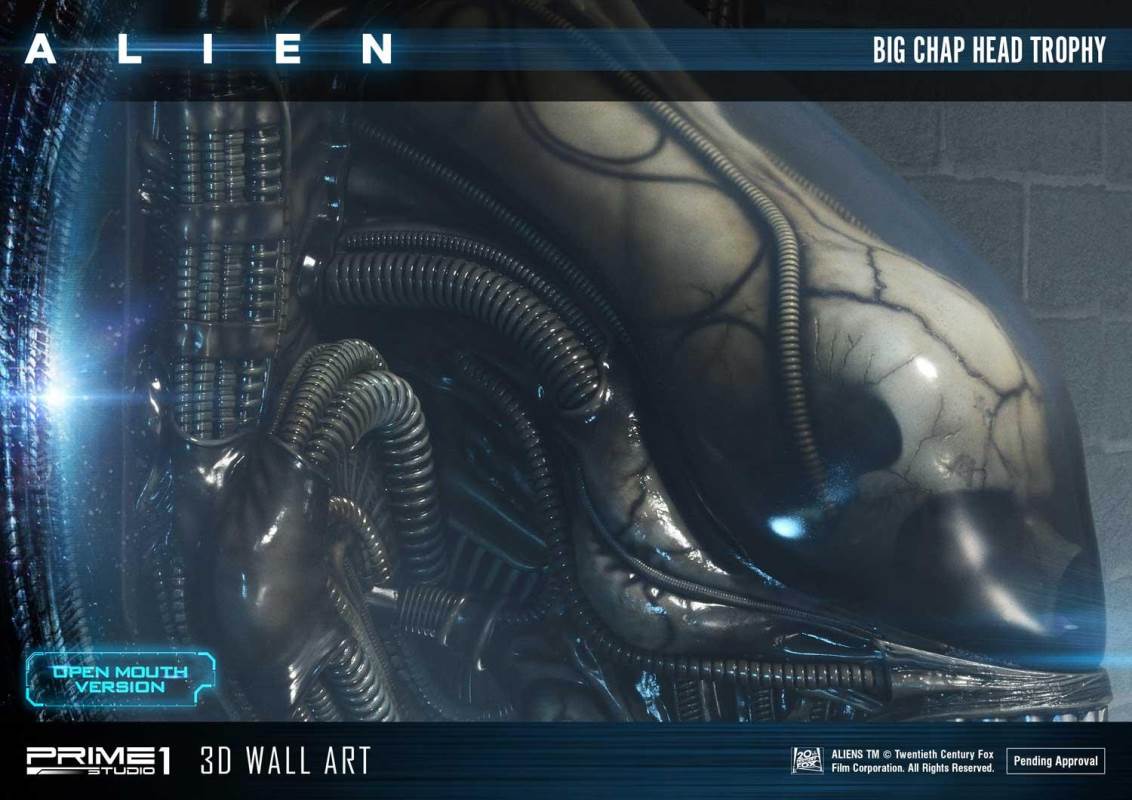 Alien Big Chap Head Trophy 3D Wall ArtOpen Mouth Version