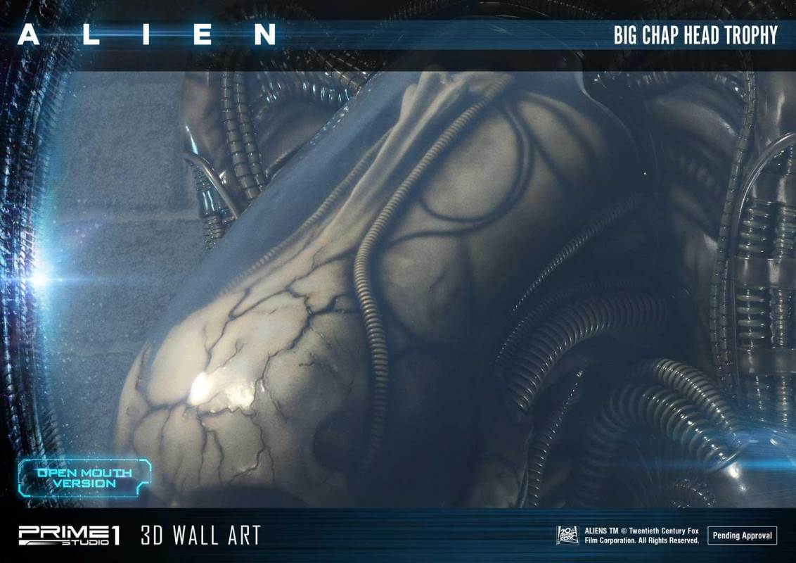Alien Big Chap Head Trophy 3D Wall ArtOpen Mouth Version