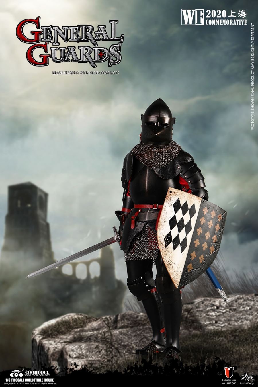 1/6 SE2001 SERIES OF EMPIRES (DIECAST ALLOY) - GENERAL GUARDS (BLACK KNIGHTS WF LIMITED VERSION)