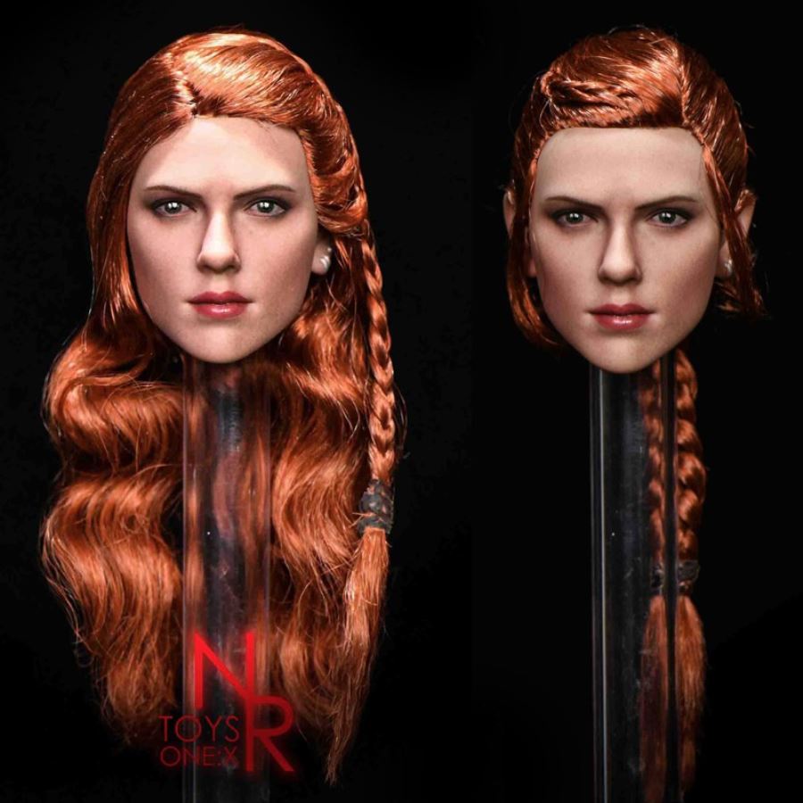 1/6 female agents engraving head hair tie braided