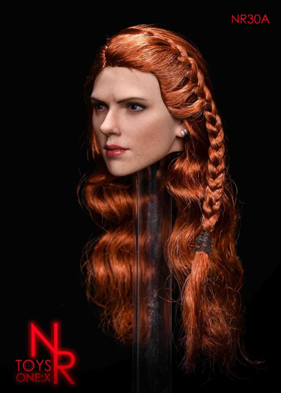 1/6 female agents engraving head hair tie braided