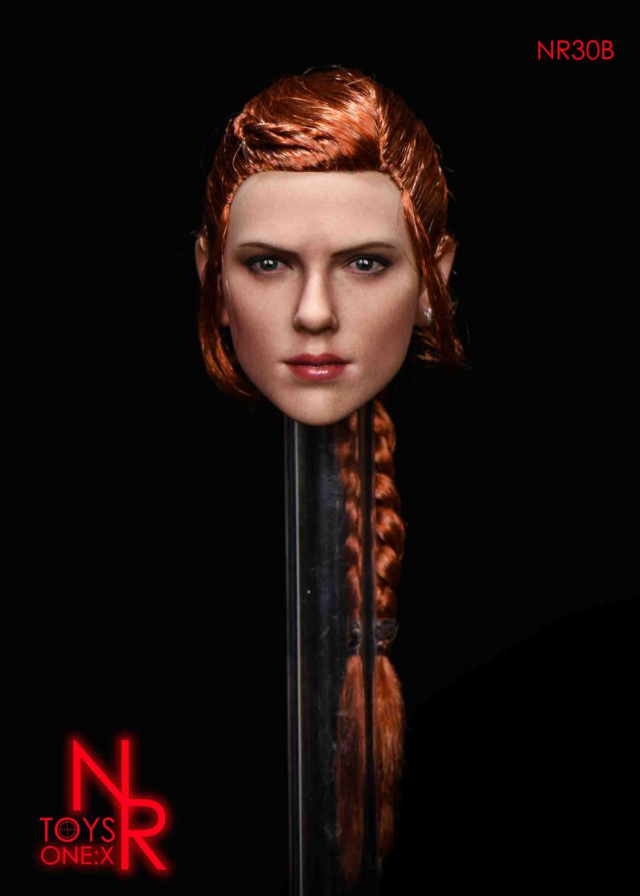 1/6 female agents engraving head hair tie braided
