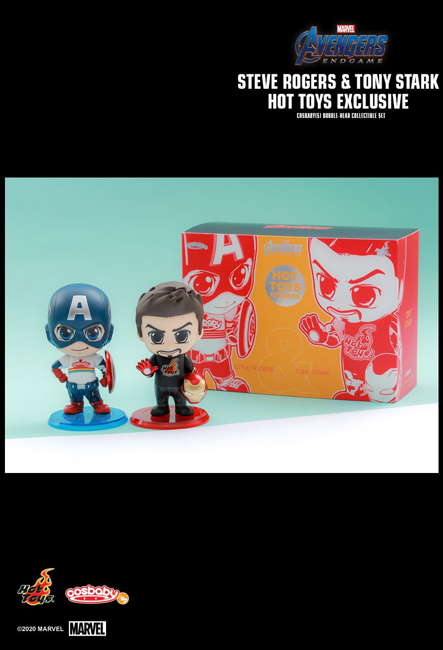 AVENGERS: ENDGAME STEVE ROGERS & TONY STARK (HOT TOYS EXCLUSIVE) COSBABY (S) BOBBLE-HEAD COLLECTIBLE SET
