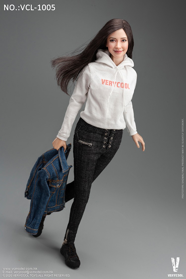 1/6 Asian vitality beauty head carving body suit FX10 & denim casual wear suit VCL-1005