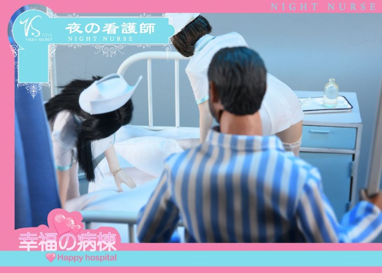 1/6 Happy Hospital Bed Nurse Scene