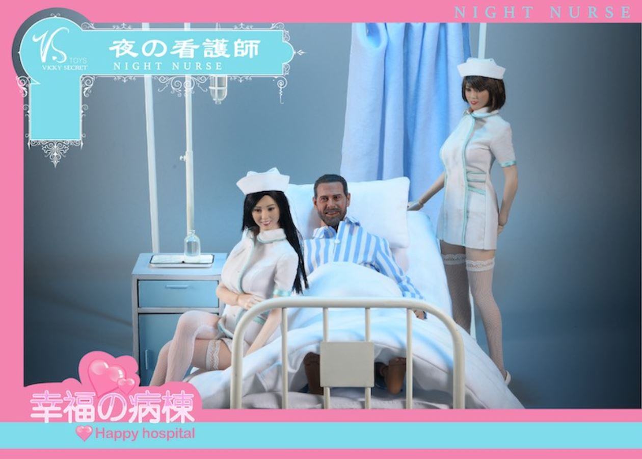 1/6 Happy Hospital Bed Nurse Scene