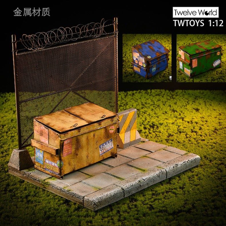 1/12 Trash Can + Barbed Wire Scene