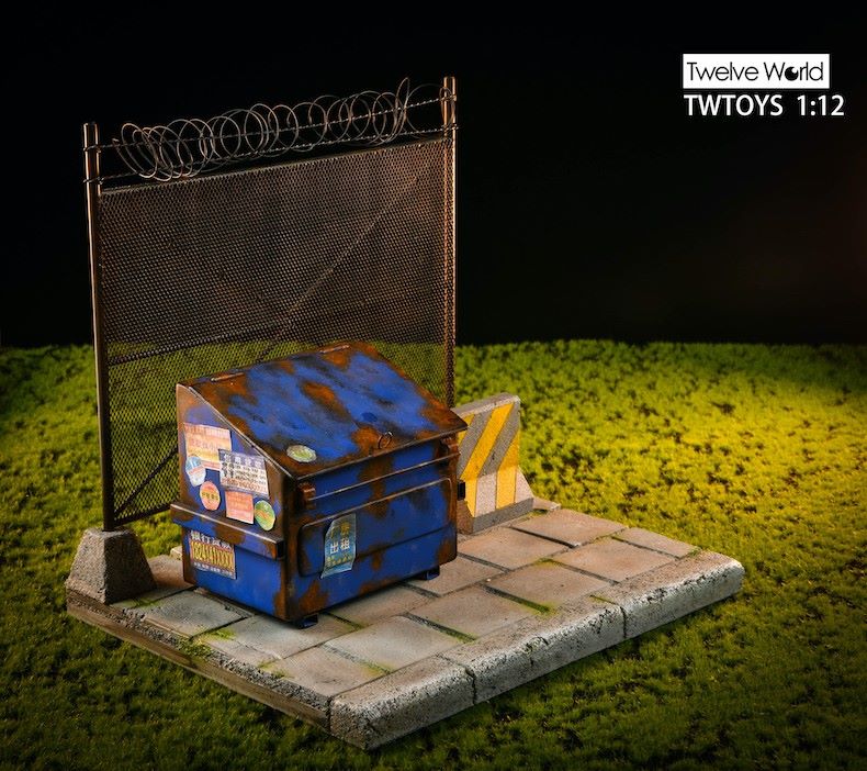 1/12 Trash Can + Barbed Wire Scene