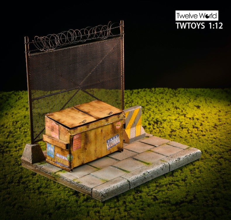 1/12 Trash Can + Barbed Wire Scene