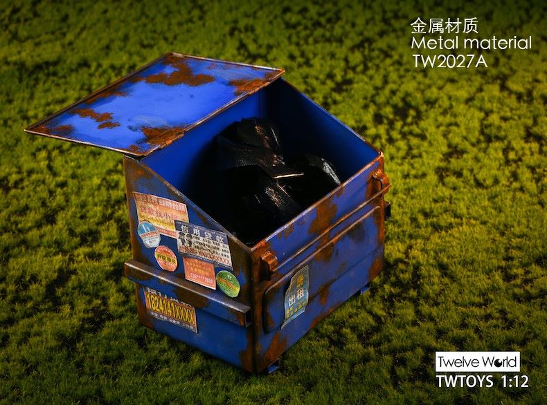 1/12 Trash Can + Barbed Wire Scene