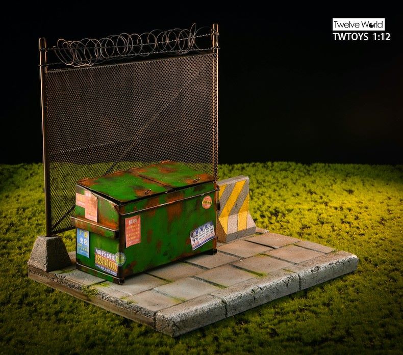 1/12 Trash Can + Barbed Wire Scene