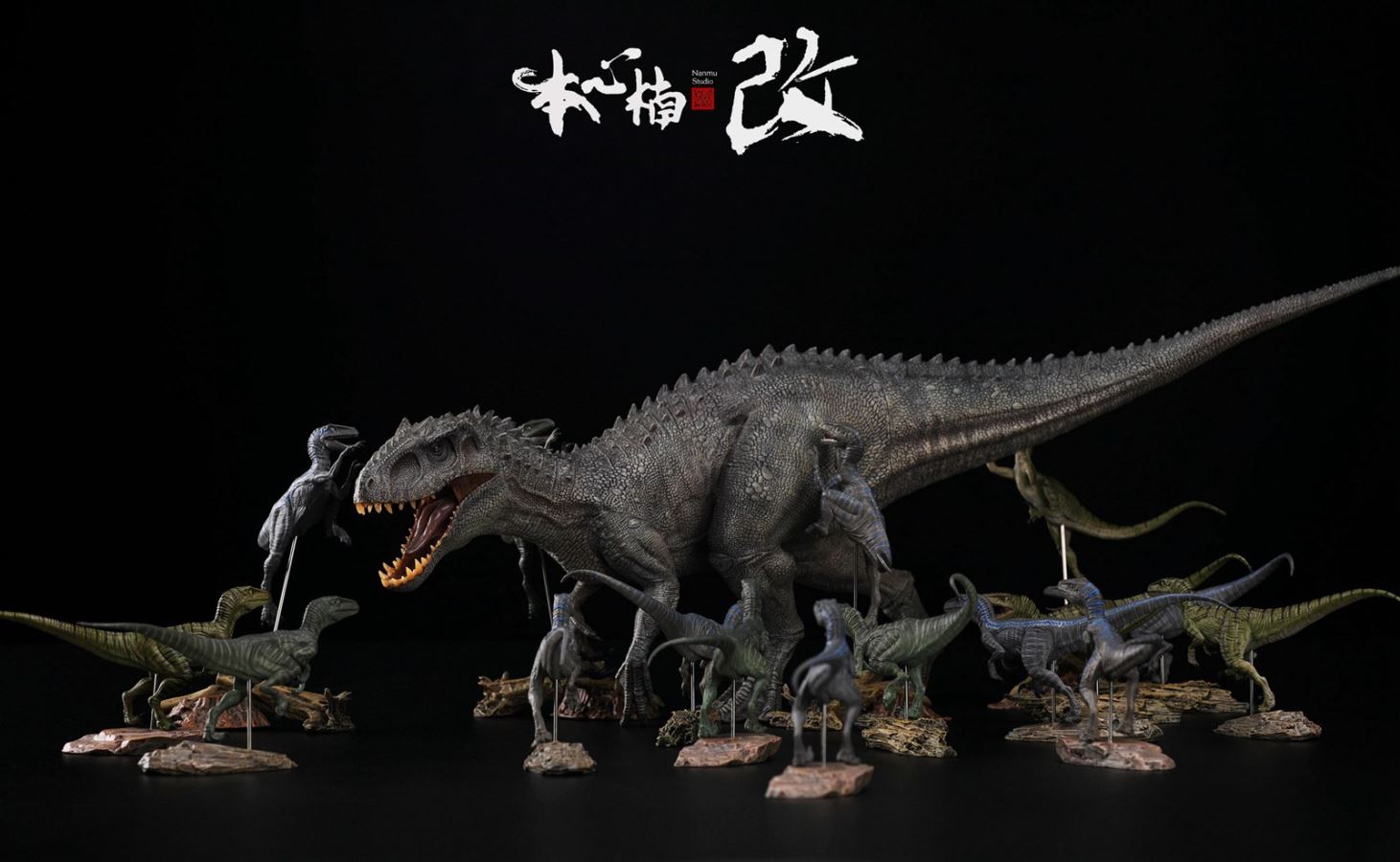Jurassic Series Raptor Tactical Team 1/35 Scale Dinosaur Statue Set